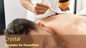  Presentation with lotion - Theme having two-hispanic-men-physiotherapist background and a tawny brown colored foreground