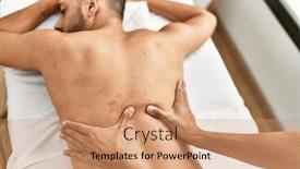  Presentation with rehab - PPT theme with two-hispanic-men-physiotherapist background and a coral colored foreground