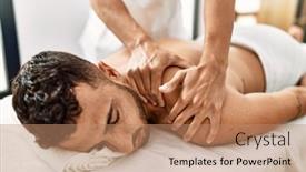  Presentation with rehab - PPT layouts with two-hispanic-men-physiotherapist background and a coral colored foreground