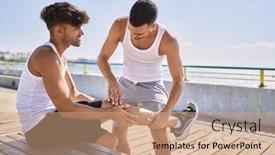  Presentation with sporty - Slide deck enhanced with two-hispanic-men-sporty-couple background and a coral colored foreground