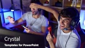  Presentation with cheating - Presentation theme with two-hispanic-men-streamers-playing background and a  colored foreground