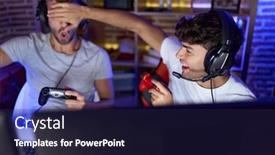  Presentation with cheating - Presentation with two-hispanic-men-streamers-playing background and a  colored foreground