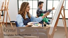  Presentation with students - Theme featuring two-hispanic-students-smiling-happy background and a coral colored foreground