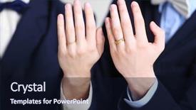  Presentation with wedding rings - PPT theme featuring two homosexuals showing their wedding rings background and a wine colored foreground