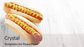  Presentation with sad dog abandoned dogs - PPT layouts with two hot dogs on wooden background and a soft green colored foreground