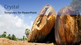  Presentation with rocks - Presentation theme with two huge golden rocks standing background and a light blue colored foreground