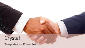  Presentation with handshake between healthcare and it - Presentation with two human shaking hand - handshake between african background and a coral colored foreground