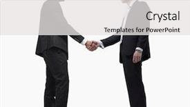 Presentation with red white blue business - Audience pleasing presentation consisting of two human shaking hand - handshake business partners isolated backdrop and a white colored foreground