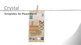  Presentation with hanging rope pictures white - Presentation design consisting of two-hundred-euro-banknote-hanged background and a  colored foreground