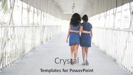  Presentation with teenage girl - Amazing slide set having two-indian-girls-walking backdrop and a light gray colored foreground