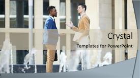  Presentation with black men in suit - PPT theme consisting of two intercultural men in elegant background and a mint green colored foreground