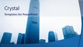  Presentation with hong kong finance - Theme consisting of two international finance center blue background and a  colored foreground