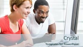  Presentation with international - Beautiful PPT theme featuring two international students studying together backdrop and a sky blue colored foreground