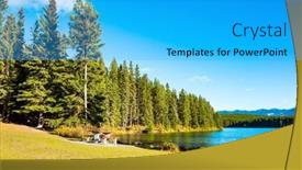  Presentation with rocky mountains - PPT theme with two-jack-lake-huge-glacial background and a cyan colored foreground