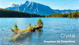  Presentation with water sun - Presentation consisting of two-jack-lake-small-island background and a teal colored foreground