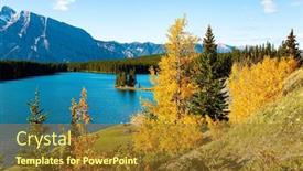  Presentation with summer trees - PPT theme consisting of two-jack-lake-small-island background and a tawny brown colored foreground