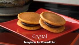 Presentation with japanese - Amazing PPT theme having two-japanese-dorayaki-close-up backdrop and a tawny brown colored foreground