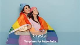  Presentation with rainbow lgbt - Presentation design consisting of two-joyful-beautiful-girls background and a teal colored foreground