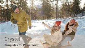  Presentation with winter forest - Beautiful slide deck featuring two-joyful-girls-in-winterwear backdrop and a soft green colored foreground