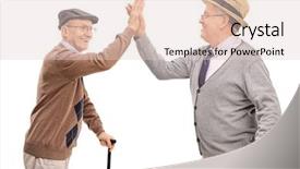  Presentation with joyful - Amazing slide deck having two joyful senior gentlemen high backdrop and a lemonade colored foreground