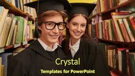  Presentation with graduation caps - Slide deck with two-joyful-students-in-black background and a wine colored foreground