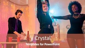  Presentation with sounds - PPT theme with two-joyful-young-intercultural-females background and a coral colored foreground