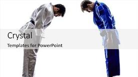  Presentation with sports judo - Presentation theme with two judokas fighters fighting men background and a white colored foreground