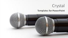  Presentation with microphone - PPT layouts with two-karaoke-microphone background and a white colored foreground
