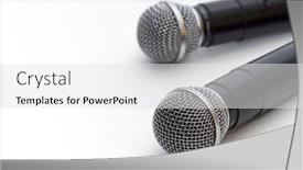  Presentation with microphone - PPT layouts enhanced with two-karaoke-microphone background and a white colored foreground