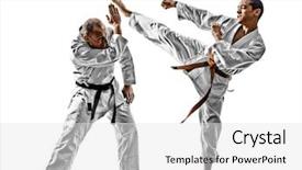  Presentation with karate - Amazing theme having two karate men sensei backdrop and a white colored foreground