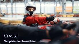  Presentation with fight - Colorful presentation design enhanced with two-kart-racers-fight backdrop and a wine colored foreground