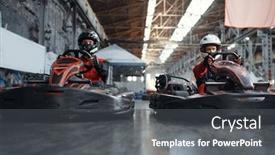  Presentation with fight - Slide deck with two-kart-racers-fight background and a dark gray colored foreground