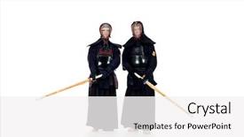  Presentation with martial arts - Slides consisting of two kendo fighters posing together background and a white colored foreground