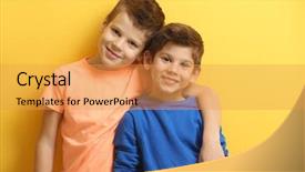  Presentation with yellow - Cool new presentation theme with two kids - cute little brothers standing backdrop and a yellow colored foreground