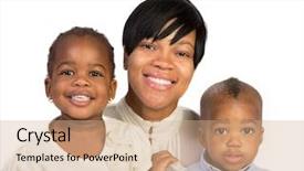  Presentation with happy kids - Beautiful presentation theme featuring two kids - happy african american mother holding backdrop and a coral colored foreground