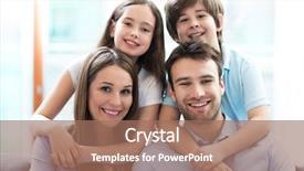  Presentation with happy kids - Colorful slide deck enhanced with two kids - happy family at home backdrop and a coral colored foreground