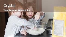  Presentation with siblings - PPT layouts consisting of two kids - siblings cooking holiday pie background and a tawny brown colored foreground