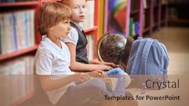  Presentation with kids - PPT theme featuring two-kids-a-boy background and a coral colored foreground