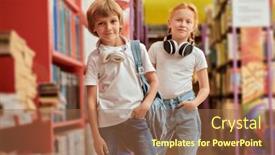  Presentation with educational - PPT layouts consisting of two-kids-a-boy background and a tawny brown colored foreground