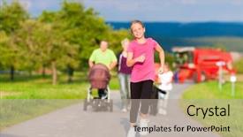  Presentation with family children - Beautiful theme featuring two kids are running ahead backdrop and a mint green colored foreground