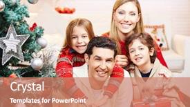  Presentation with christmas kids - PPT theme featuring two kids at christmas background and a coral colored foreground