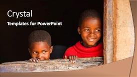  Presentation with kids - Cool new slide set with two-kids-behind-the-door backdrop and a black colored foreground