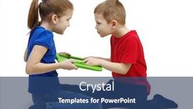  Presentation with gadget - Audience pleasing presentation theme consisting of two-kids-boy-and-girl backdrop and a ocean colored foreground