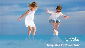  Presentation with crushing - PPT layouts having two kids crushing sandcastle background and a teal colored foreground