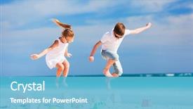  Presentation with crushing - Cool new PPT layouts with two kids crushing sandcastle backdrop and a light blue colored foreground