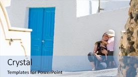  Presentation with love mother - Beautiful PPT theme featuring two kids exploring greek backdrop and a  colored foreground