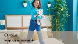  Presentation with teddy bear - Theme with two-kids-holding-teddy-bear background and a coral colored foreground
