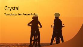  Presentation with bicycle - Slide set consisting of two kids on bicycle background and a  colored foreground