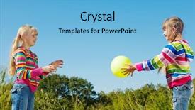  Presentation with two cute sisters playing - Presentation with two kids playing the ball background and a light blue colored foreground