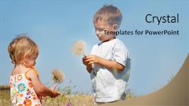  Presentation with kids playing - Audience pleasing slides consisting of two kids playing with big backdrop and a light blue colored foreground